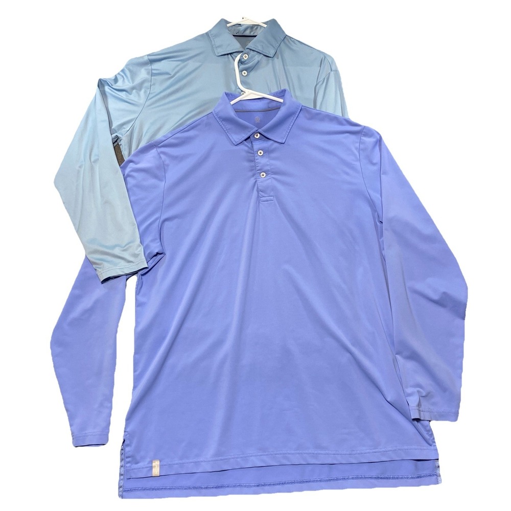 RLX Ralph Lauren Lot Of 2 Polo Shirt Men's Size Large Blue Wicking Golf Perform.